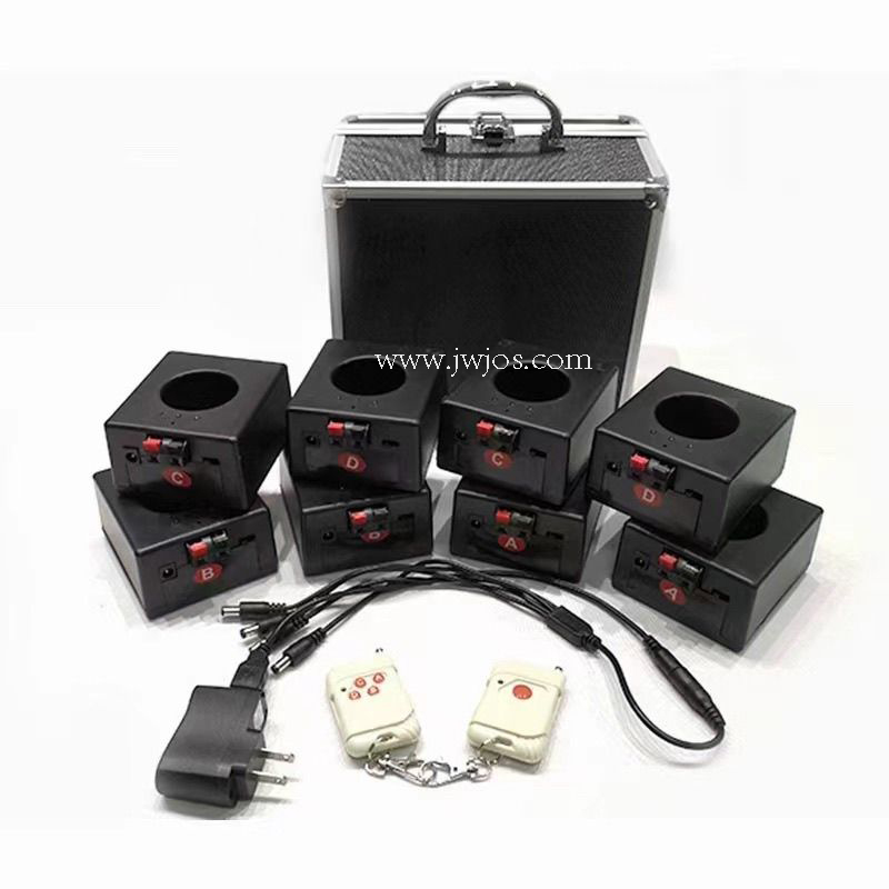 Stage cold fireworks firing system with charging.