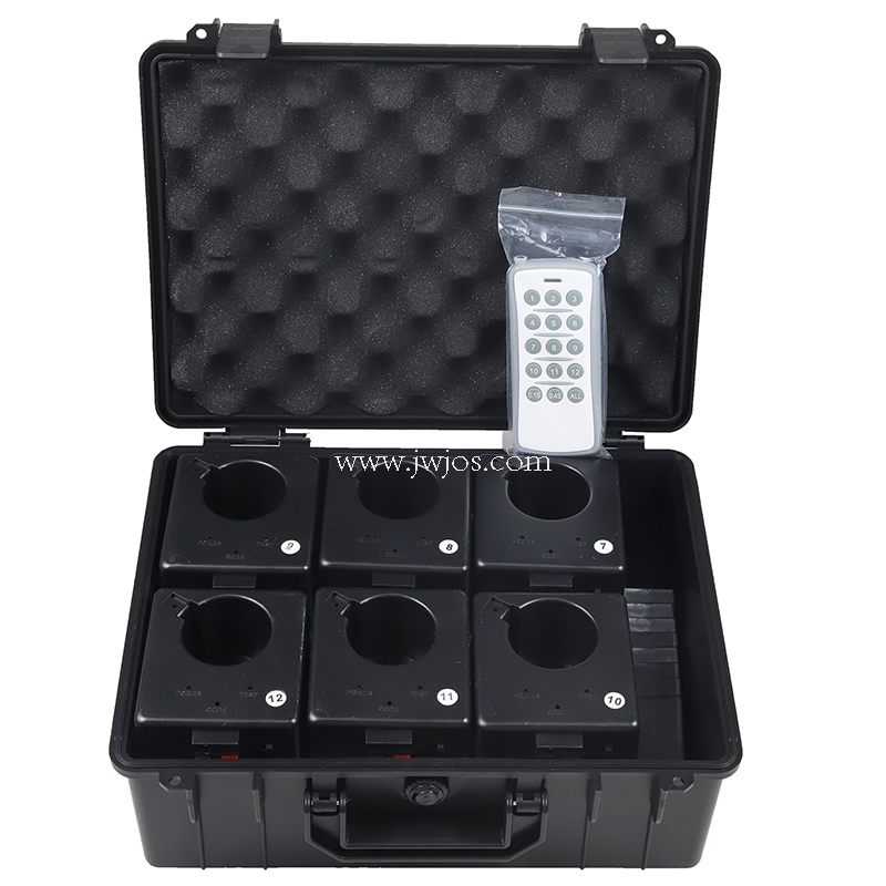 Stage cold fireworks firing system with spring leaf